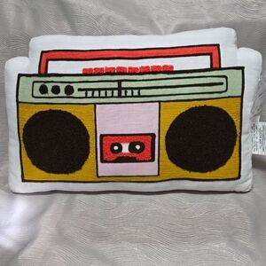 Zadora Cassette Player Toss Pillow Retro Boombox Design Throw Pillow